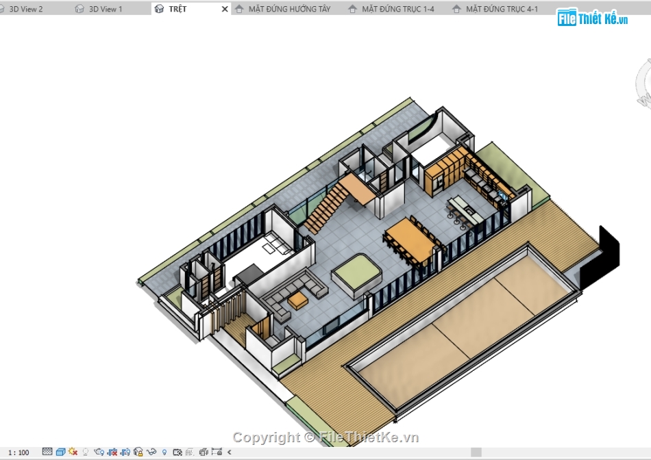 Nhà biệt thư 2 tầng,reit biệt thự 2 tầng,Revit Nhà phố 2 tầng,biệt thự 2 tầng,biệt thự 2 tầng kích thước 11x22m